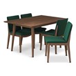 Beverly Modern Solid Wood Walnut Dining Table and 4 Chair Set