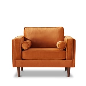 hudson mid-century modern pillow back velvet upholstered armchair