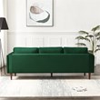 Hudson Living Room Mid Century Modern Pillow Back Velvet Sofa in Green