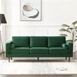 Hudson Living Room Mid Century Modern Pillow Back Velvet Sofa in Green