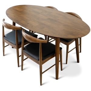 kim modern solid wood walnut dining room & kitchen table and chairs for 4