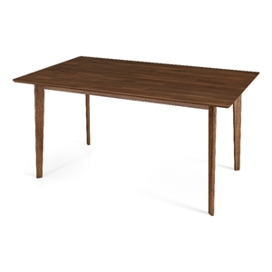 aria mid-century modern rectangular solid wood dining table in brown