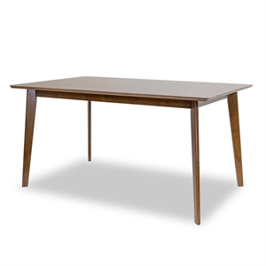 aria mid-century modern rectangular solid wood dining table in brown