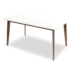 aria mid-century modern rectangular manufactured wood dining table in white