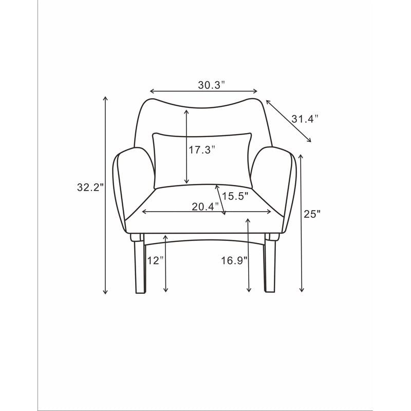 Gatsby Mid Century Modern Furniture Style Dark Gray Fabric Accent Armchair