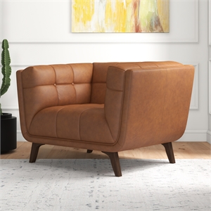 allen mid-century modern tight back fabric upholstered armchair