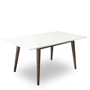 imani mid-century modern rectangular manufactured wood dining table in white