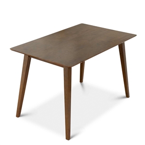 imani mid-century modern rectangular solid wood dining table in brown