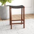 Phuket Mid Century Modern Saddle Genuine Leather Counter Stool in Black