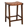 Rayong Mid-Century Modern Saddle Genuine Leather Counter Stool in Tan