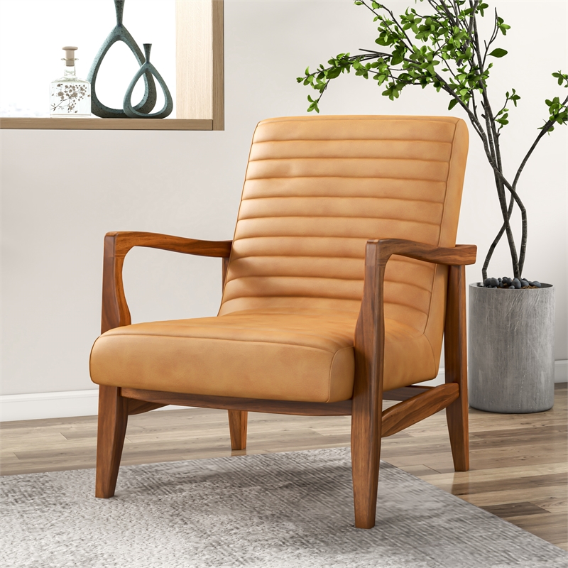 cognac mid century chair