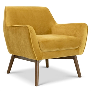 Camille Mid-Century Modern Tight Back Velvet Upholstered Armchair in gold