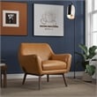 Camille Furniture Style Wide Top Leather Accent Armchair in Cognac Tan