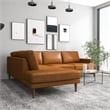 Aplee Modern Living Room Genuine Leather Corner Sectional Couch in Cognac Tan
