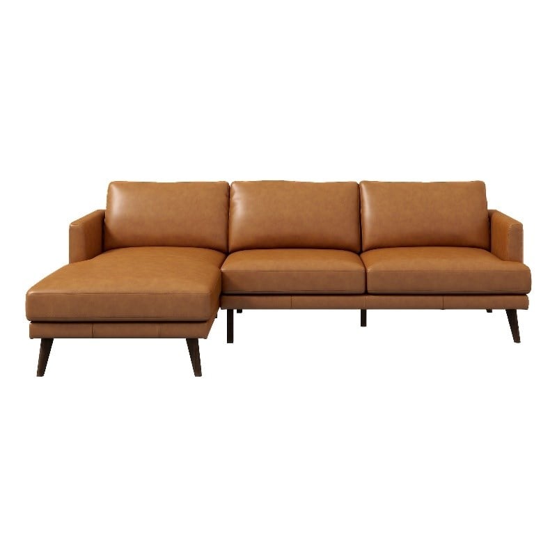 Isabel Modern Living Room Top Leather Corner Sectional Couch in Tan