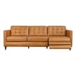 Lewis Modern Leather Upholstered Power Right-Facing Incliner Couch in Cognac Tan