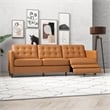 Lewis Modern Leather Upholstered Power Right-Facing Incliner Couch in Cognac Tan