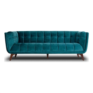 allen modern chesterfield tufted velvet living room sofa in teal