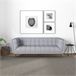 Allen Modern Chesterfield Tufted Fabric Linen Living Room Sofa in Light Gray
