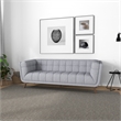 Allen Modern Chesterfield Tufted Fabric Linen Living Room Sofa in Light Gray