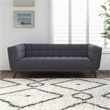 Tupper Modern Chesterfield Tufted Fabric Linen Living Room Sofa in Dark Gray