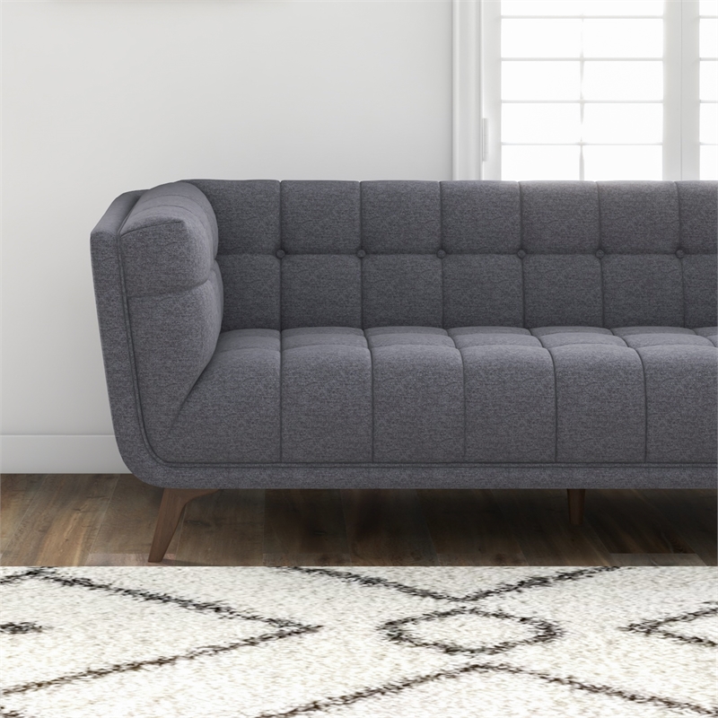 Tupper Modern Chesterfield Tufted Fabric Linen Living Room Sofa in Dark Gray