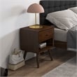Francesca Mid Century Walnut Solid Wood Nightstand Bed Side Tables with 1 Drawer
