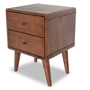 henry mid-century modern solid wood 2-drawer nightstand in walnut