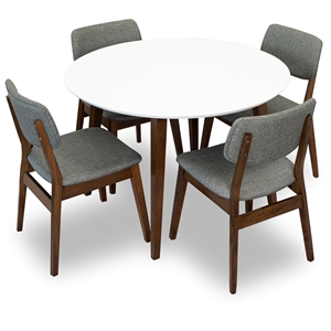 Ivana Modern Solid Wood Walnut Kitchen & Dining Room Table and Chairs for 4