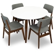 Ivana Modern Solid Wood Walnut Kitchen & Dining Room Table and Chairs for 4
