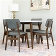 Ivana Modern Solid Wood Walnut Kitchen & Dining Room Table and Chairs for 4