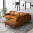 Aplee Modern Living Room Genuine Leather Corner Sectional Couch in Cognac Tan