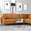 Aplee Modern Living Room Genuine Leather Corner Sectional Couch in Cognac Tan