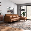 Isabel Modern Living Room Top Leather Corner Sectional Couch in Tan