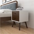 Franella Solid Wood Frame White Nightstand Bed Side Tables with 2 Drawers