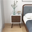 Franella Solid Wood Frame White Nightstand Bed Side Tables with 2 Drawers
