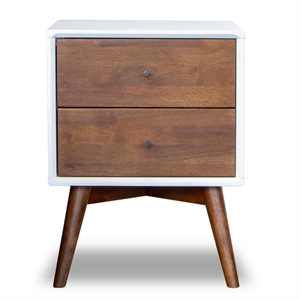 Francesca Mid-Century Modern Solid Wood 2-drawer Nightstand in White