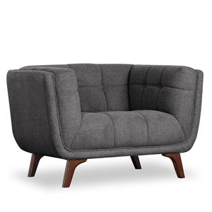 Allen Mid-Century Modern Tight Back Fabric Upholstered Armchair in Dark Gray