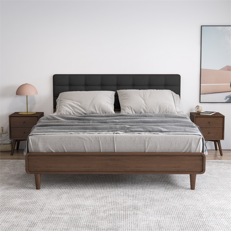 Ashcroft Angelica Fabric Upholstered King Platform Bed in Gray