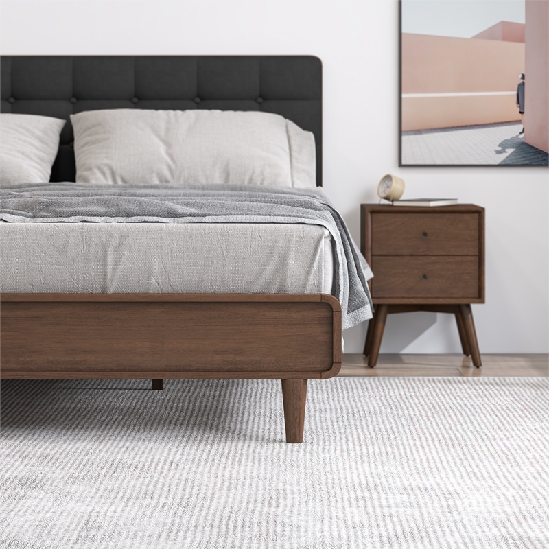 Ashcroft Angelica Fabric Upholstered King Platform Bed in Gray