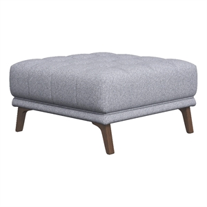Allen Mid-Century Modern Square Microfiber Ottoman in Light Gray