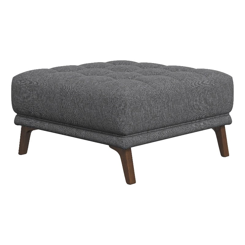 Tupper Mid-Century Modern Ottoman Fabric in Dark Gray