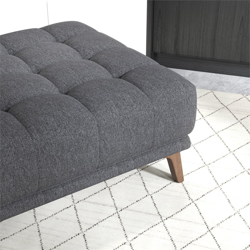 Tupper Mid-Century Modern Ottoman Fabric in Dark Gray