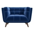 Cerruti Mid Century Modern Luxury Tufted Accent Velvet Armchair in Navy Blue