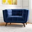 Cerruti Mid Century Modern Luxury Tufted Accent Velvet Armchair in Navy Blue