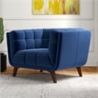 Cerruti Mid Century Modern Luxury Tufted Accent Velvet Armchair in Navy Blue
