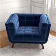 Cerruti Mid Century Modern Luxury Tufted Accent Velvet Armchair in Navy Blue