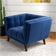 Cerruti Mid Century Modern Luxury Tufted Accent Velvet Armchair in Navy Blue