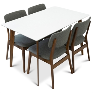Allen Modern Solid Wood Walnut Dining Room & Kitchen Table and 4 Chair Set