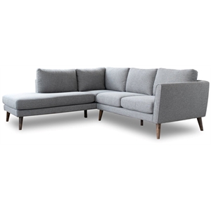 Beatrice Gray Microfiber Modern Living Room Left Facing Corner Sectional Sofa